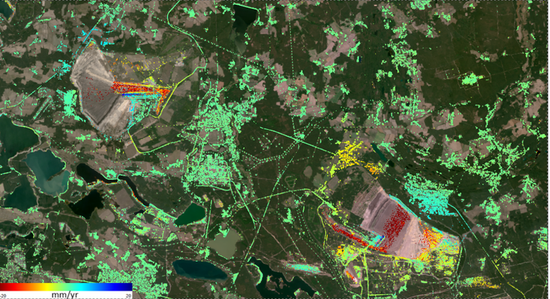 Copernicus satellite image of land surface movement.